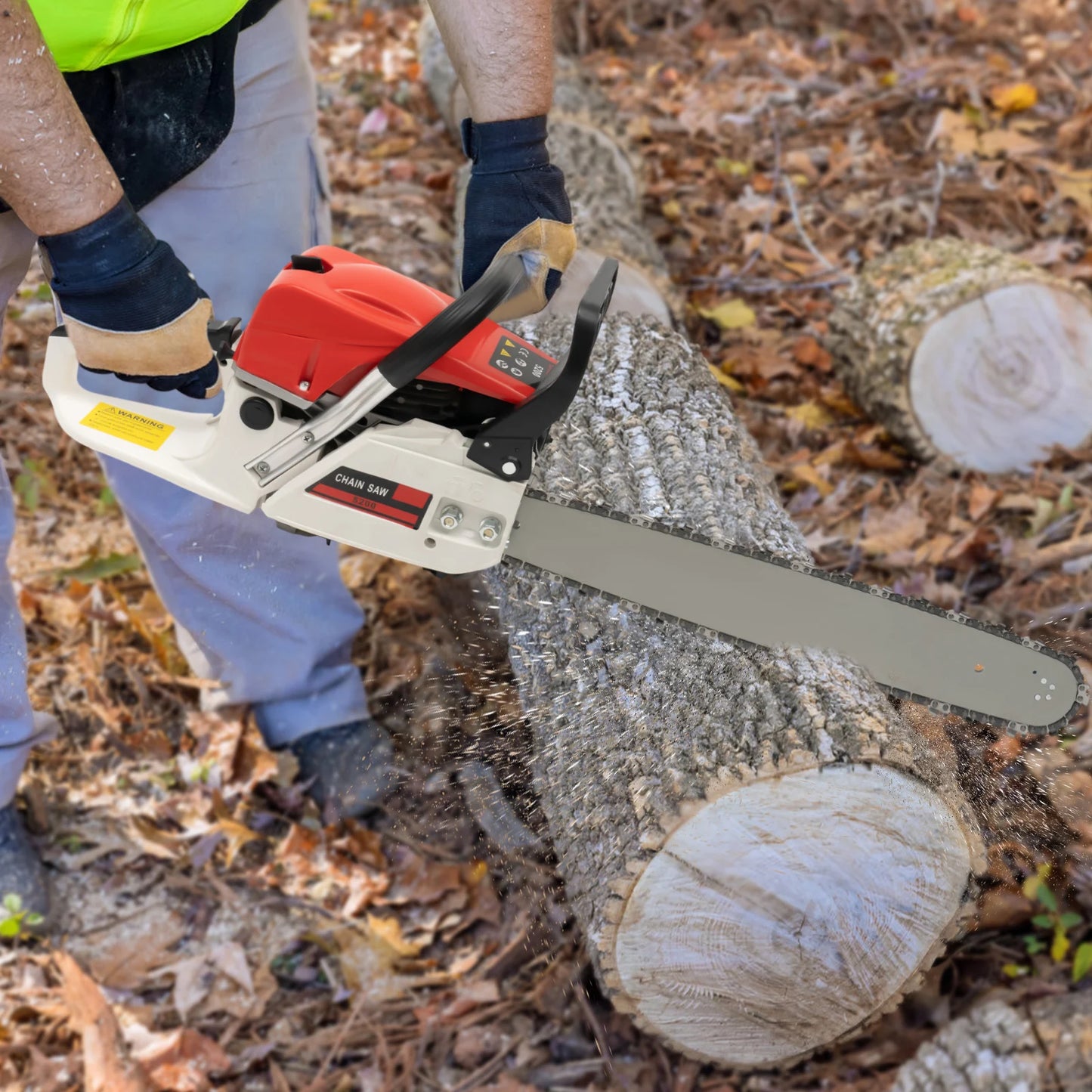 Gasoline Chainsaw 52cc Engine 20 Inch Bar Heavy Duty Cutting
