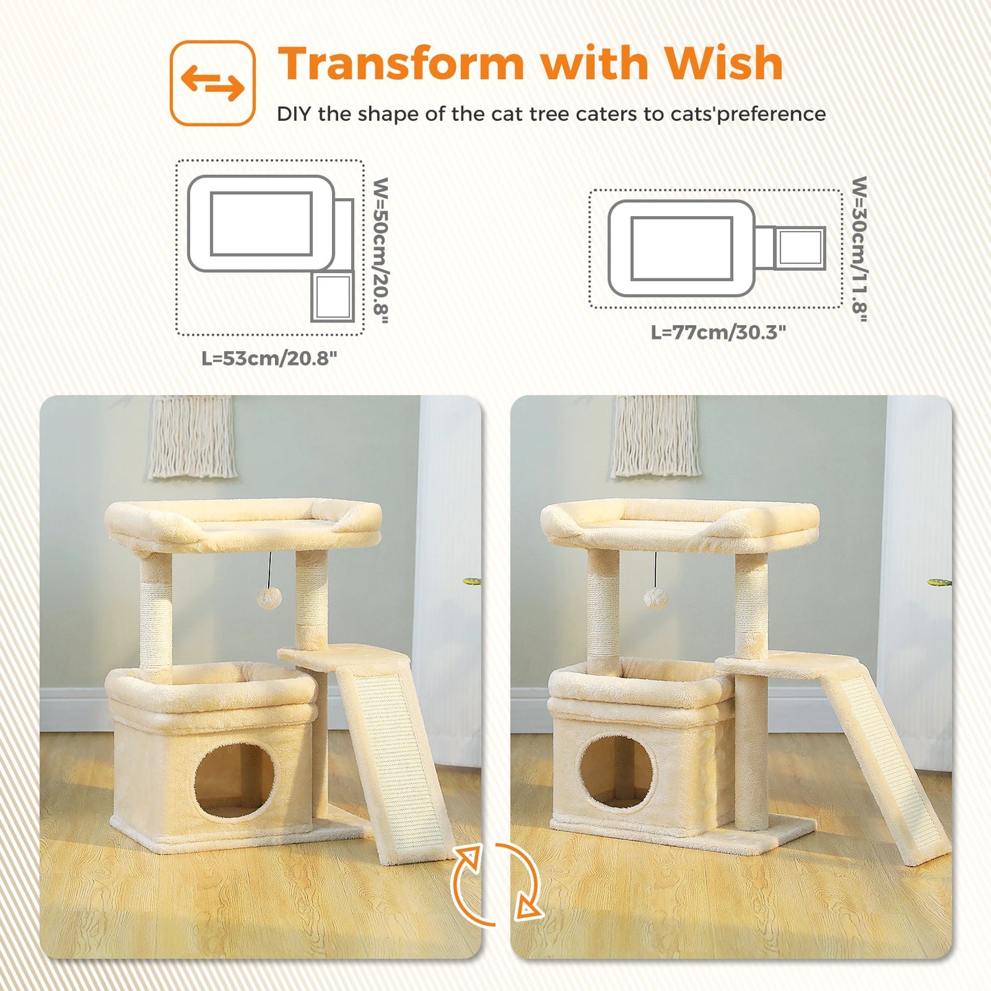 PAWZ Road Small Indoor Cat Tree With Sisal Scratching Post