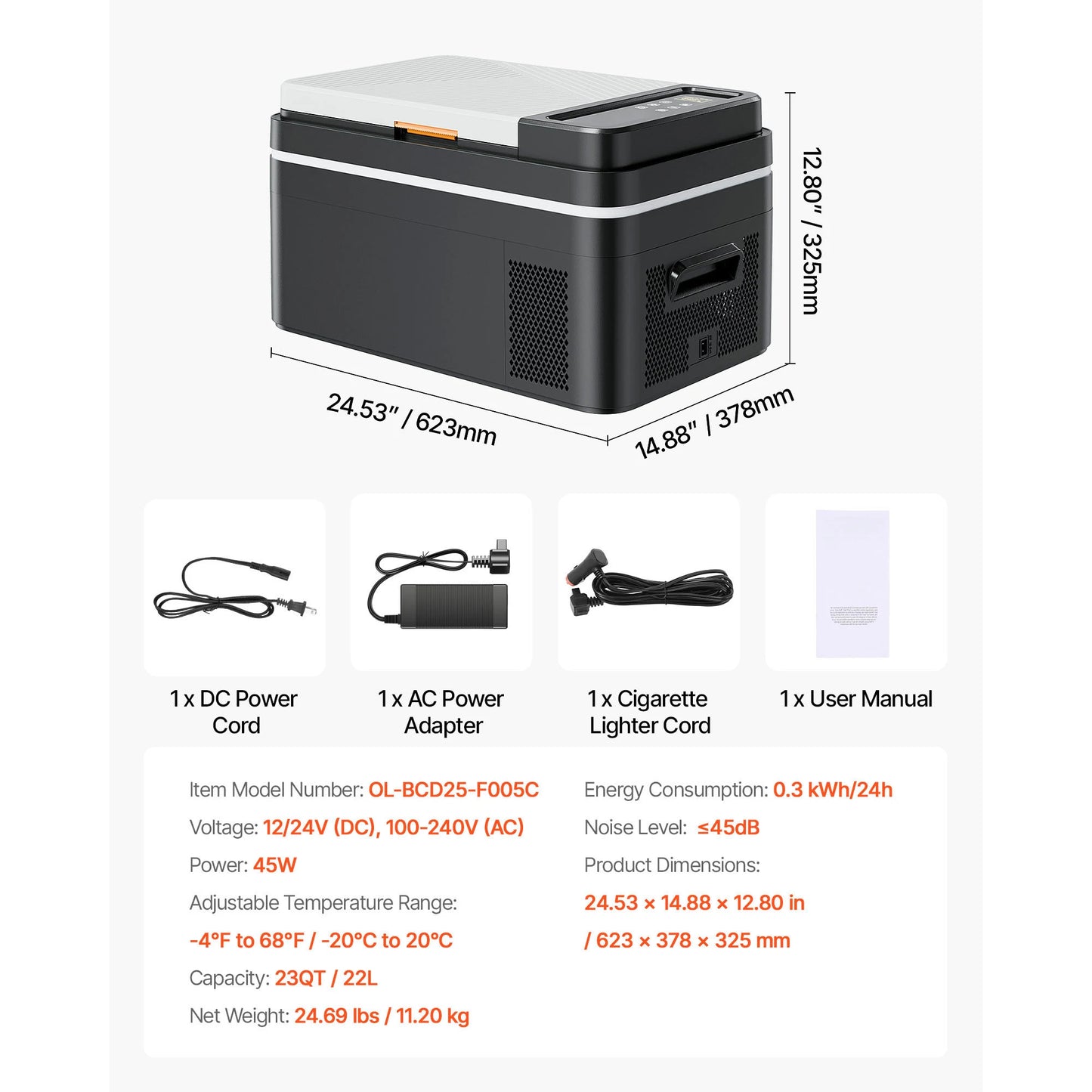 Car Refrigerator DC 12-24V AC 100-240V Compressor Cooler With App