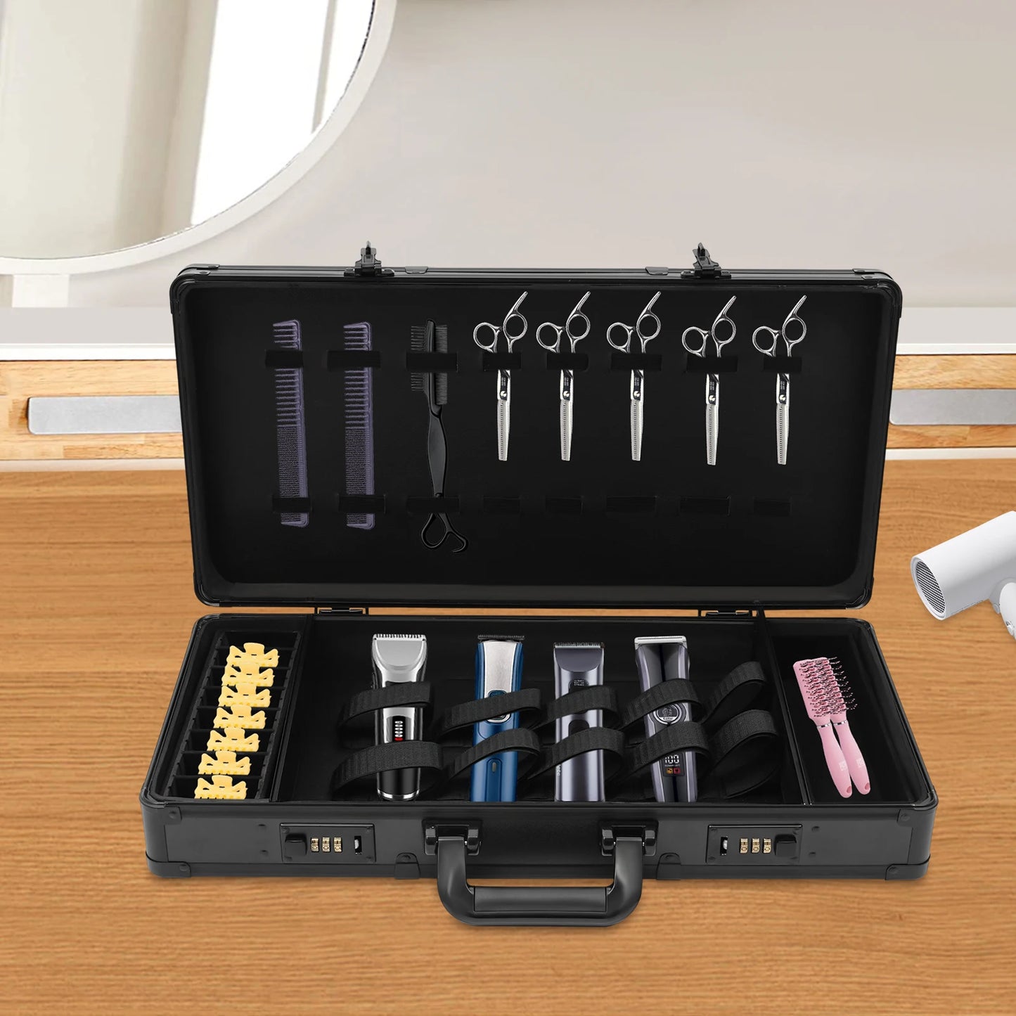 Barber Travel Case With Lock Waterproof Portable Hairdressing Tool Bag