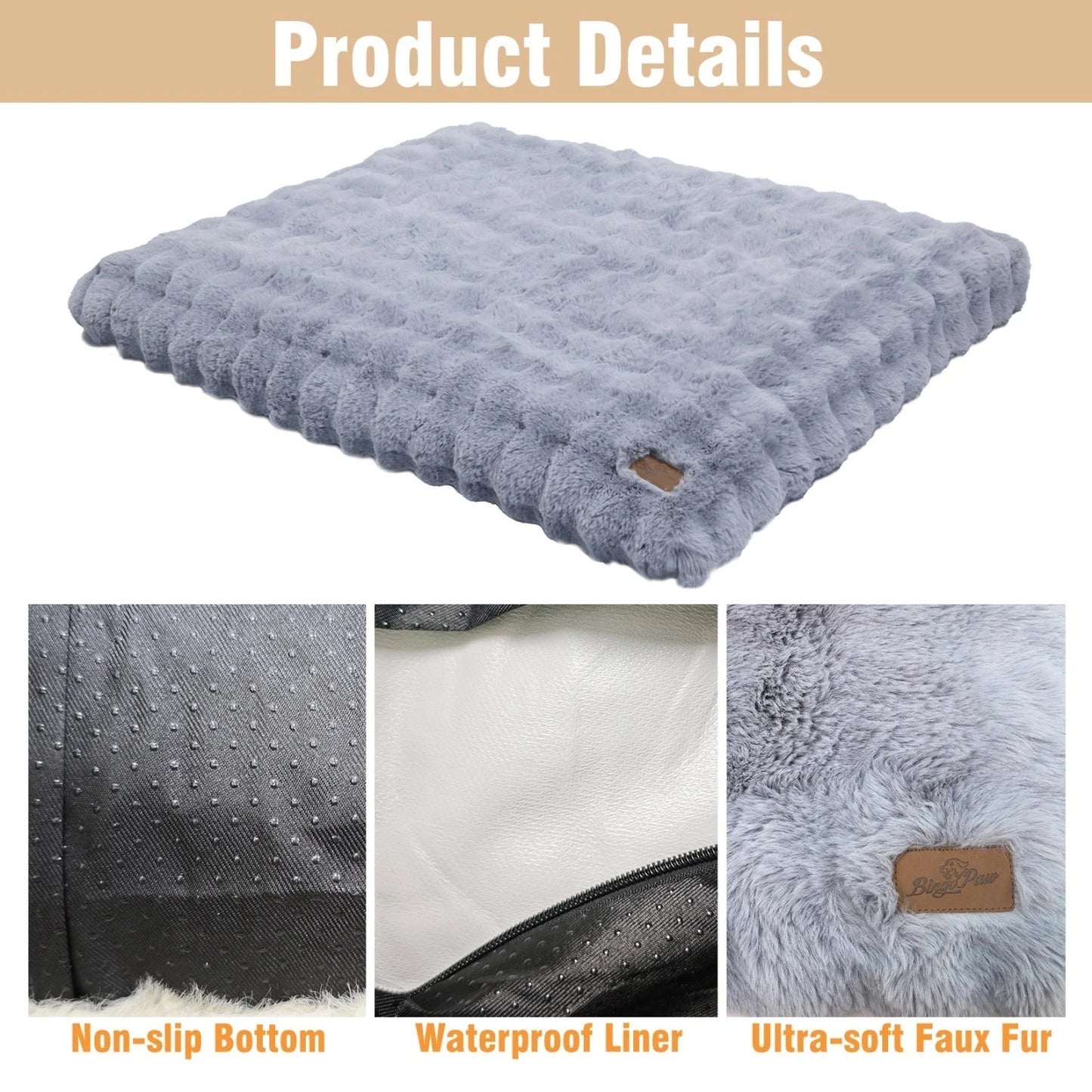 BINGOPAWCN Ultra Soft Plush Dog Bed With Thick Foam Base