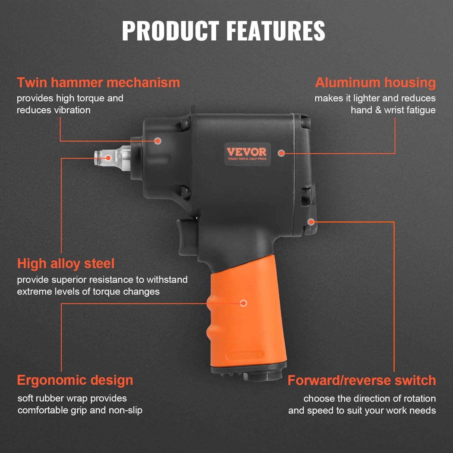 SucceBuy Air Impact Wrench Pneumatic 690 Ft-Lb