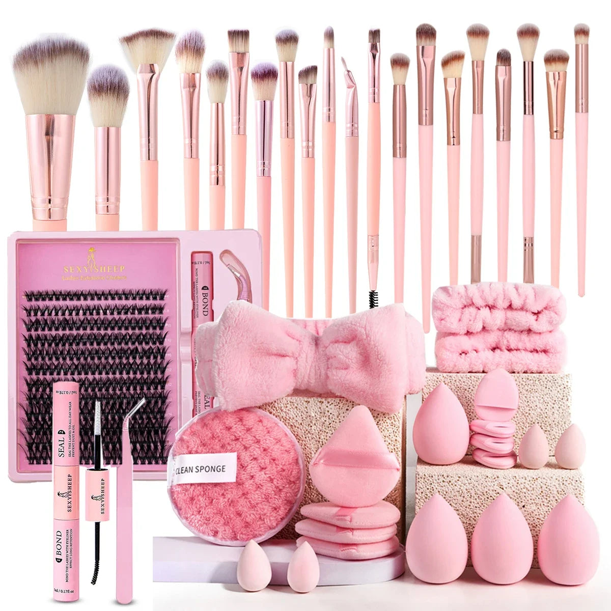 Makeup Brushes And Sponges Set Eyelash Extension Kit