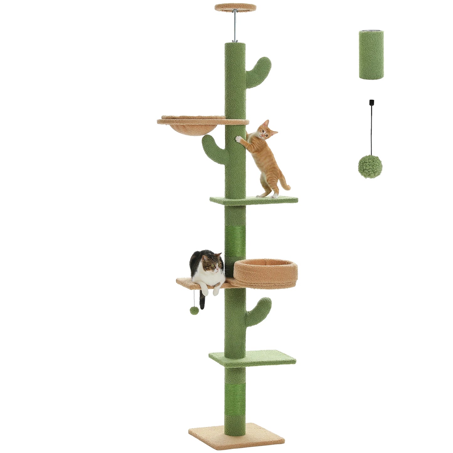 PEQULTICN Adjustable Height Cactus Cat Tree For Indoor Cats
