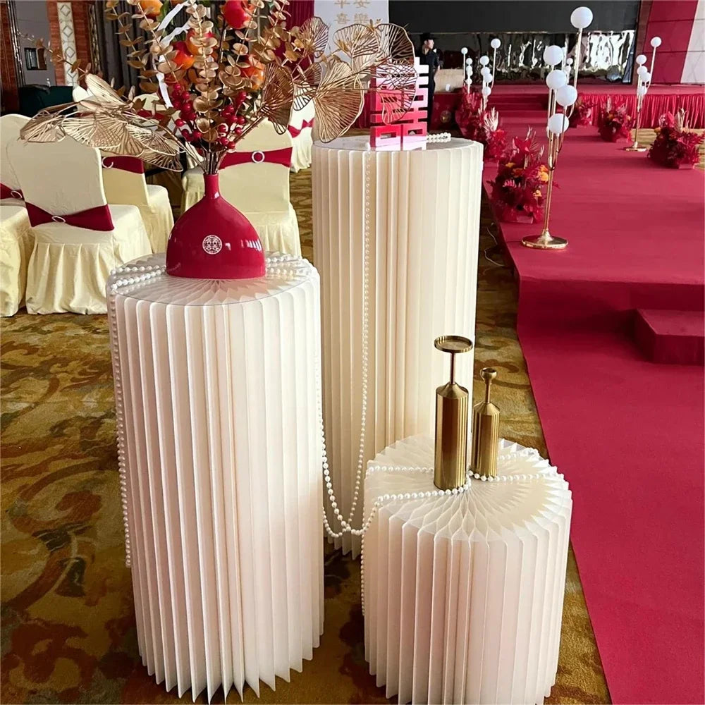 NONECN Folding Paper Roman Column Ornaments For Wedding Decor