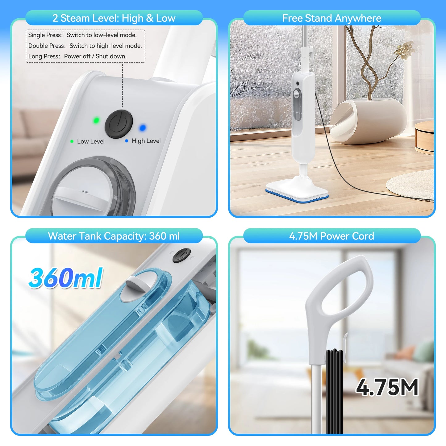 INSE 6-In-1 Steam Mop Detachable Steam Cleaner For Hard Floors