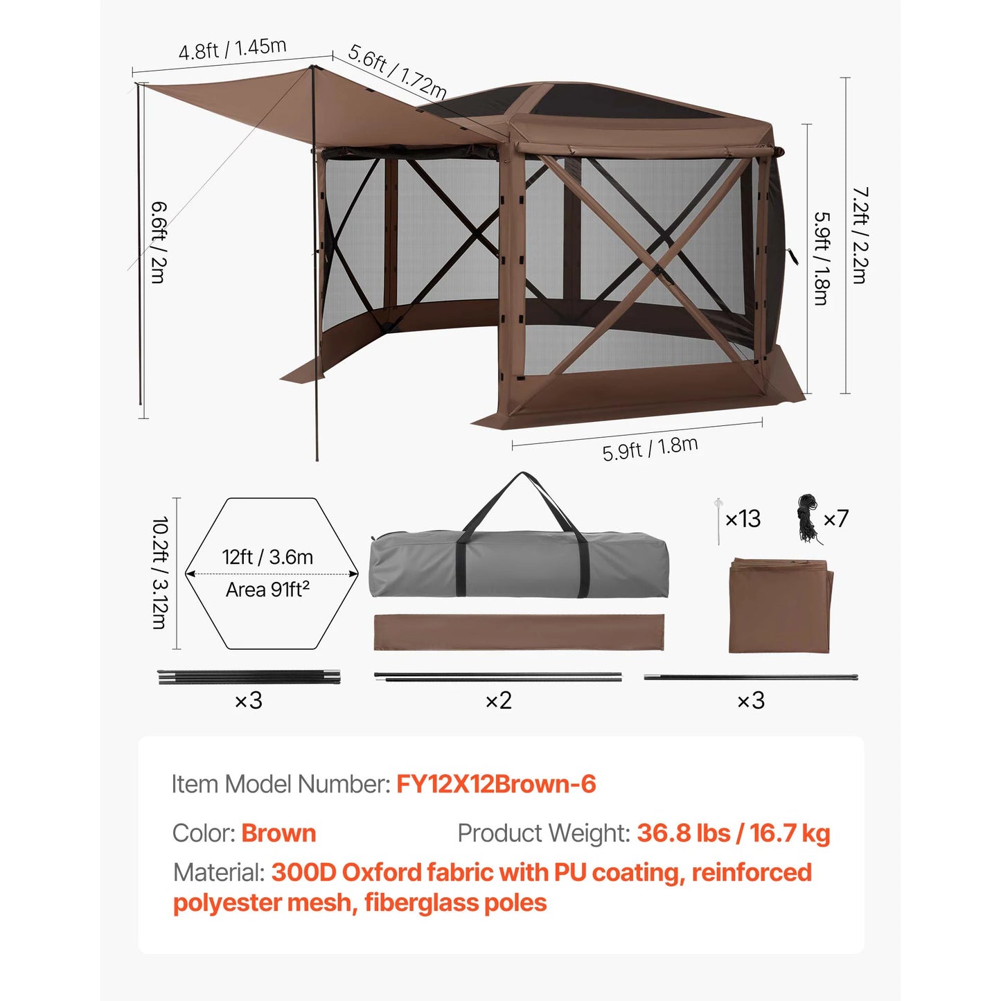 SucceBuy Pop Up Gazebo Screen Tent Easy QuickSet Shelter