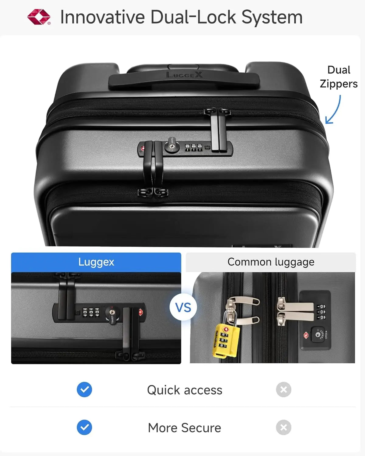 Expandable Polycarbonate Carry On Luggage With Front Pocket