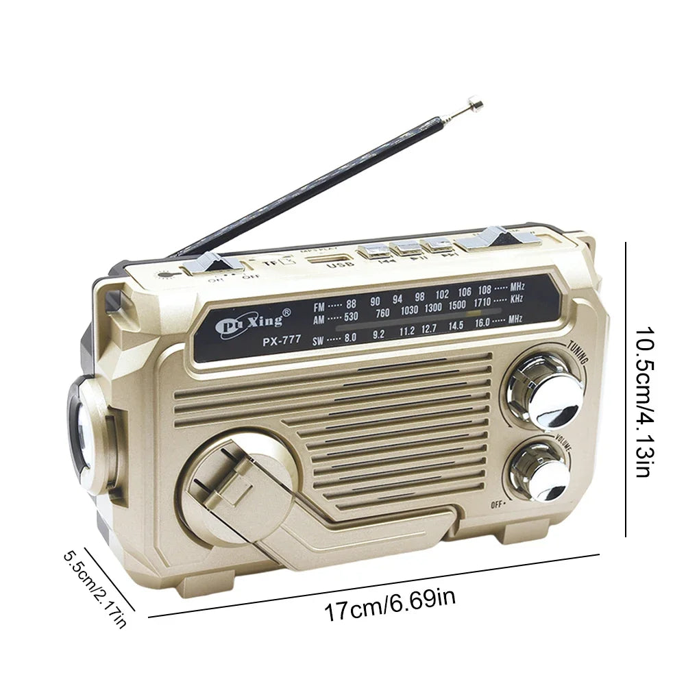 HOSPORT PX-777 Hand Crank AM FM Radio Solar Bluetooth Speaker