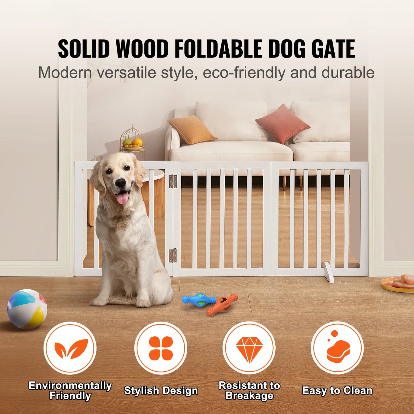 SucceBuy Free Standing 3 Panel Foldable Dog Gate Barrier