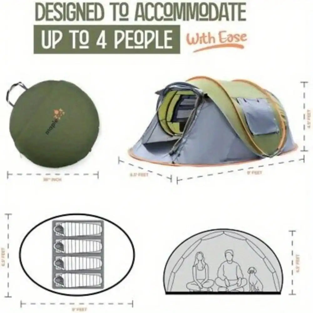 Camping Tent Two Doors Easy Pop Up Waterproof UPF50