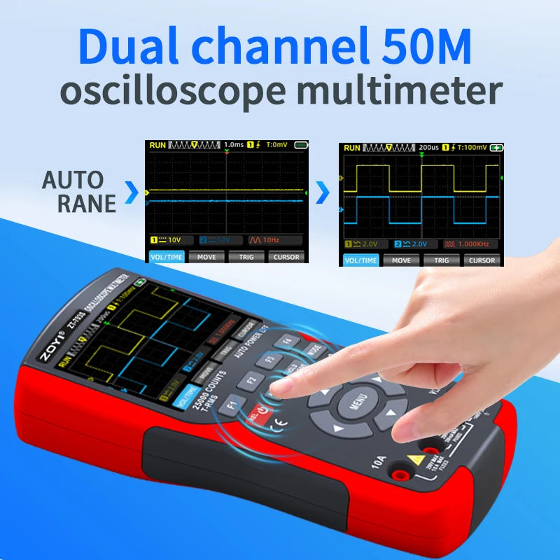 ZOYIDIY ZOYIZT-703S 3-In-1 Handheld Dual Channel Oscilloscope Multimeter 50MHz