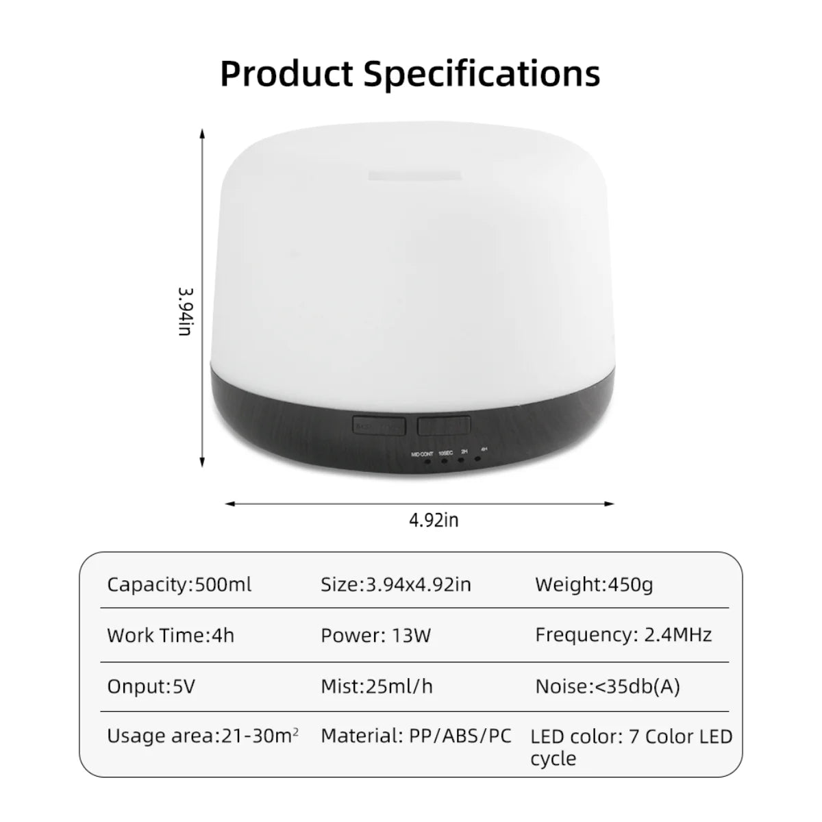 LISM Ultra Quiet Essential Oil Diffuser With Remote LED Light