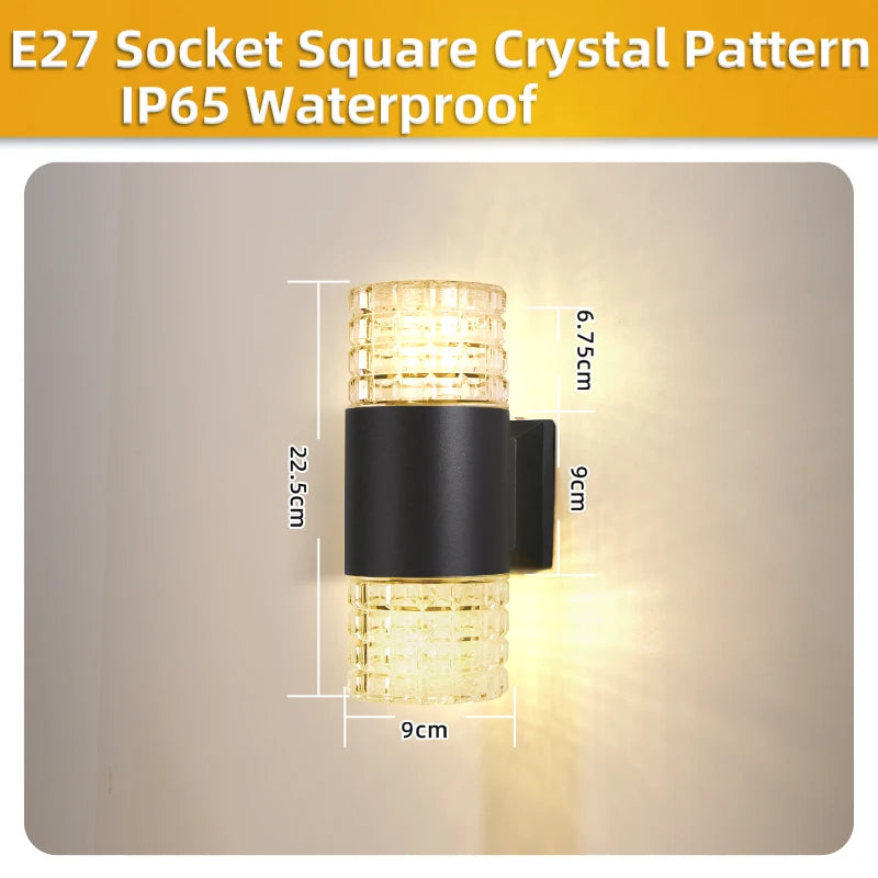 Outdoor Wall Light Waterproof LED E27 Square Lamp Exterior