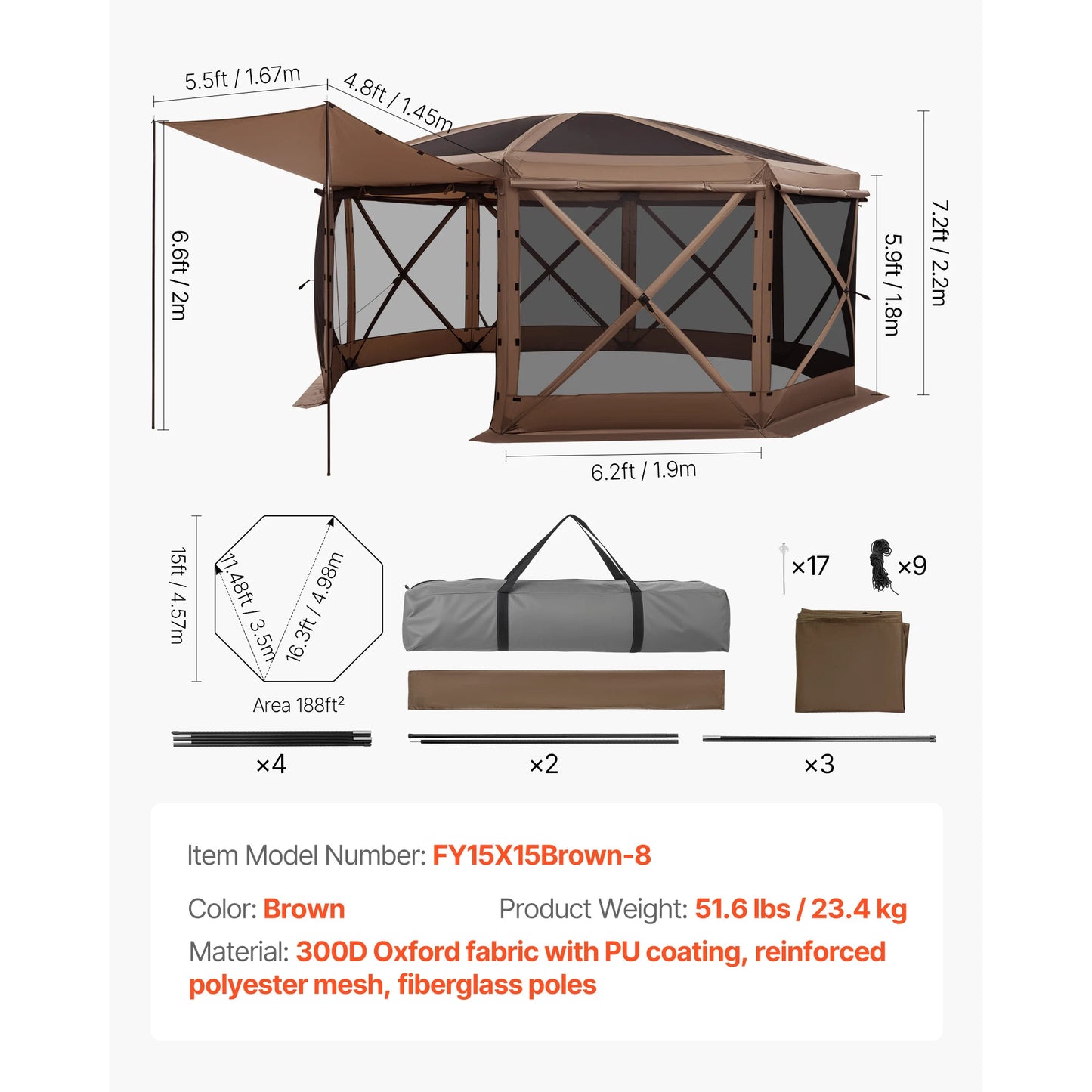 SucceBuy Pop Up Gazebo Screen Tent Easy QuickSet Shelter