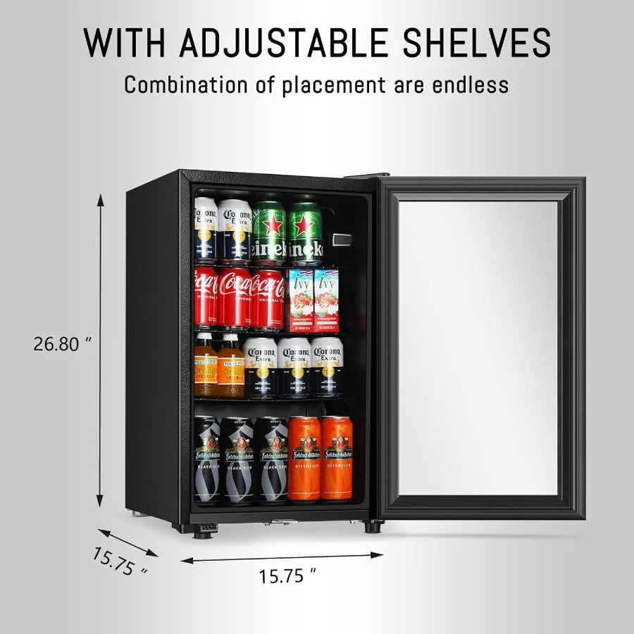 XMSJ Beverage Refrigerator Glass Door Mini Fridge For Office Bar