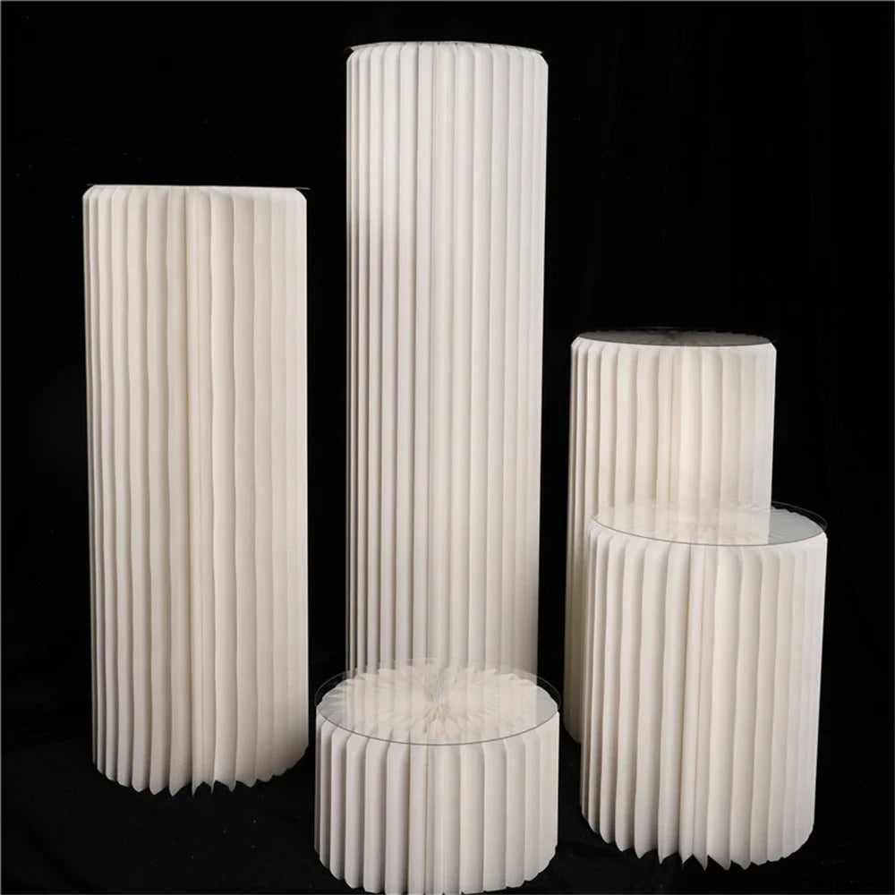 NONECN Folding Paper Roman Column Ornaments For Wedding Decor