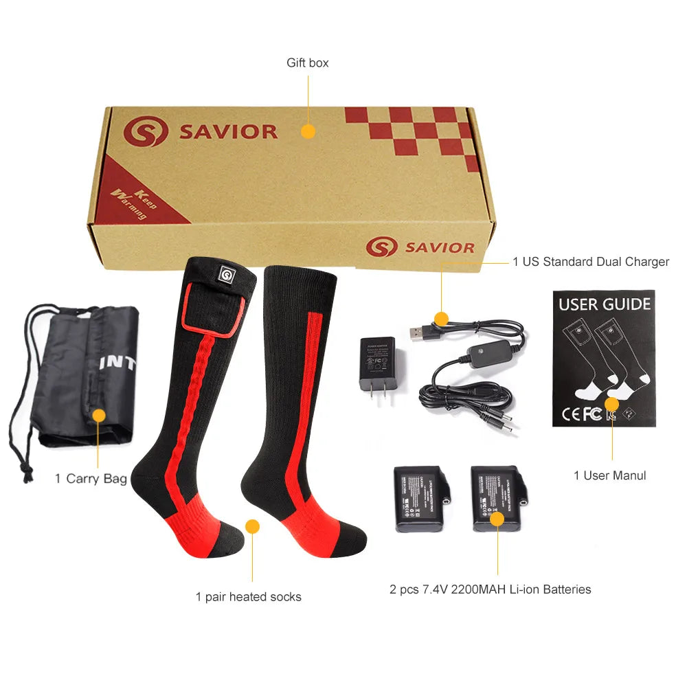 Snow Deer Heated Socks Rechargeable 2200mAh Thermal Winter Warmth Outdoor