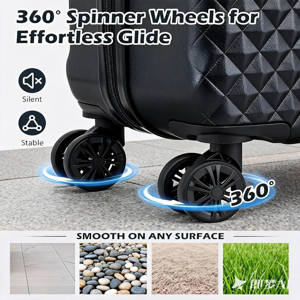 NONECN 4 Piece ABS Hardside Spinner Luggage Set