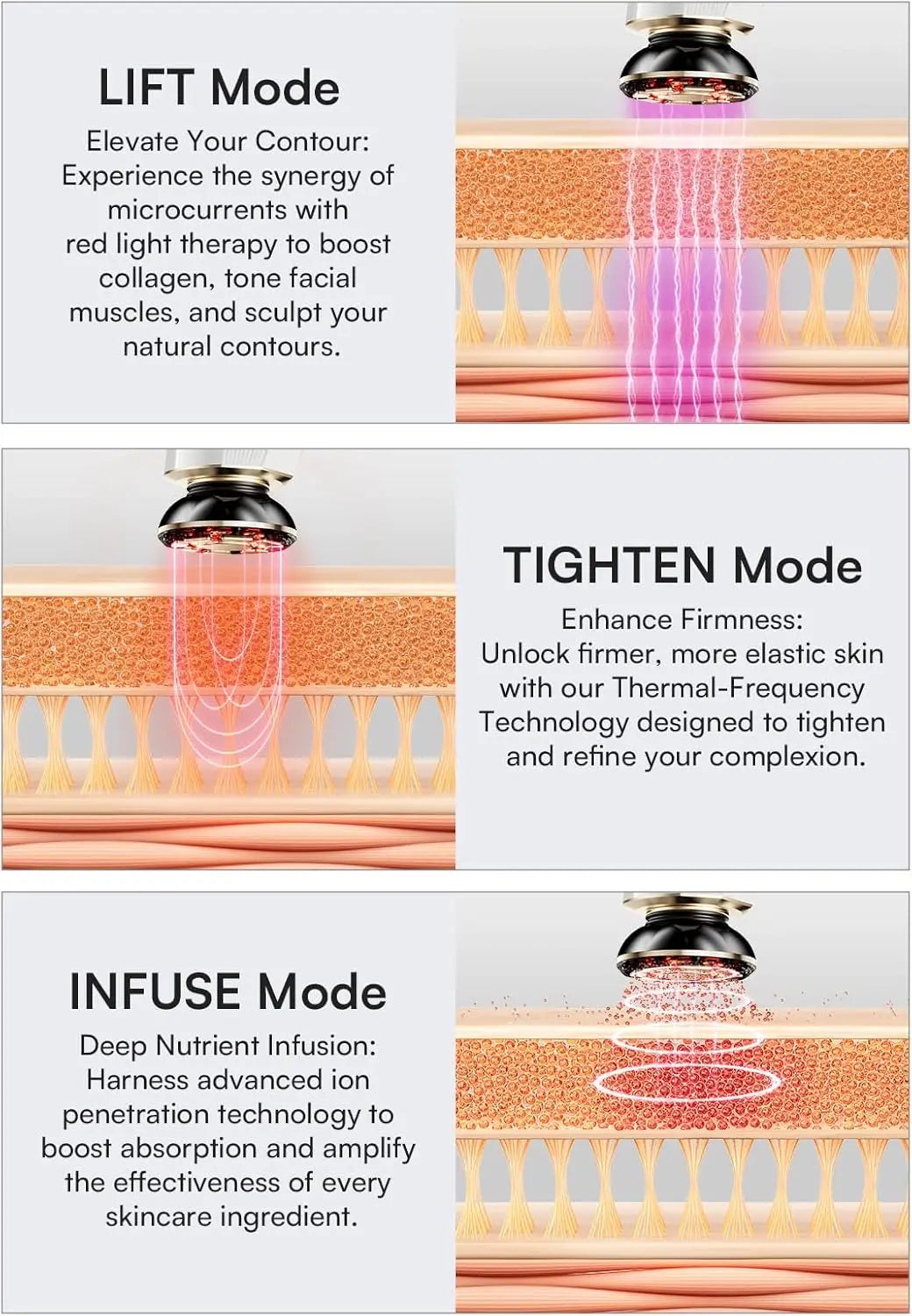 Three In One Red Light Facial And Neck Beauty Device