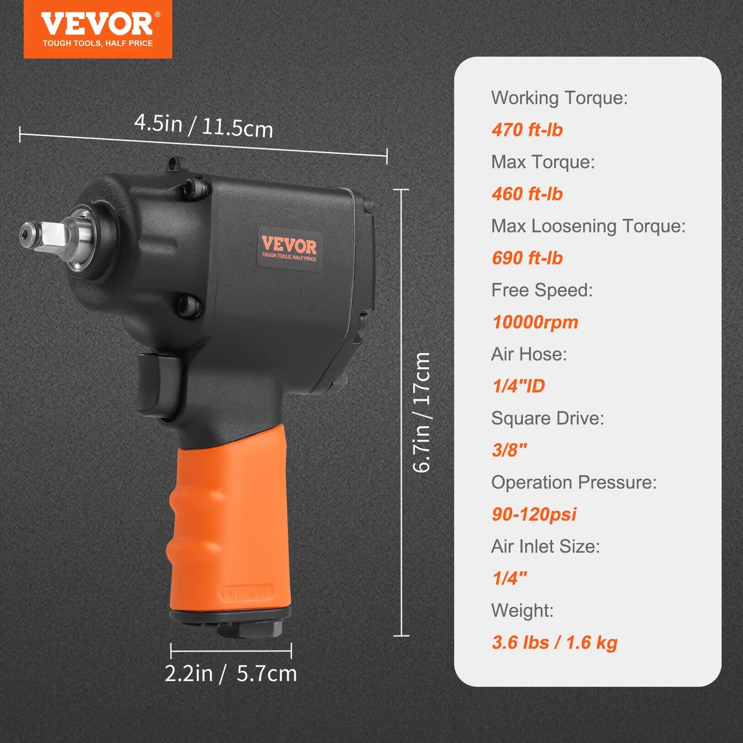 SucceBuy Air Impact Wrench Pneumatic 690 Ft-Lb