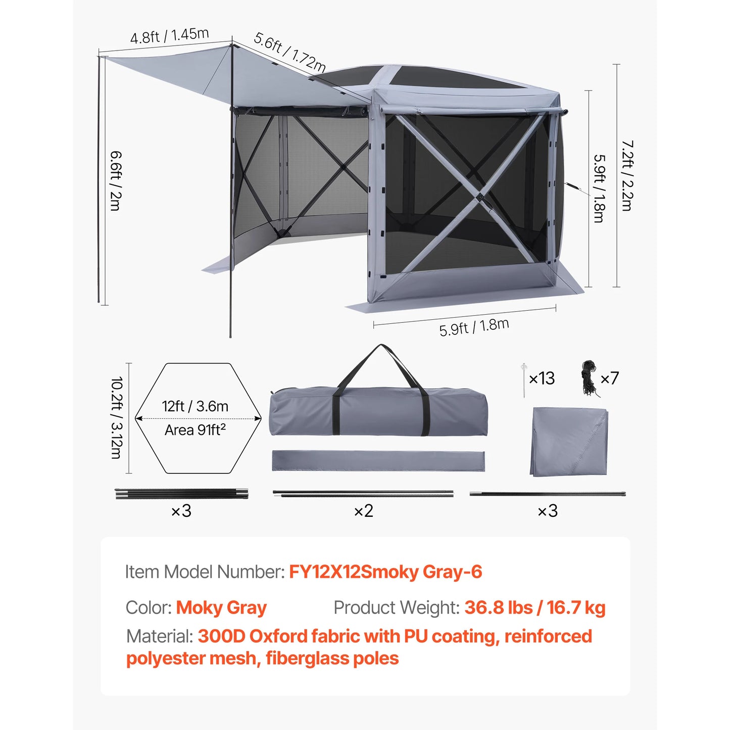 SucceBuy Pop Up Gazebo Screen Tent Easy QuickSet Shelter