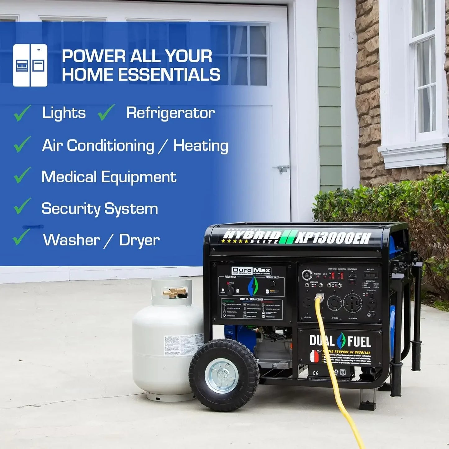 XP13000EH Dual Fuel Portable Generator Gas Propane Electric Start
