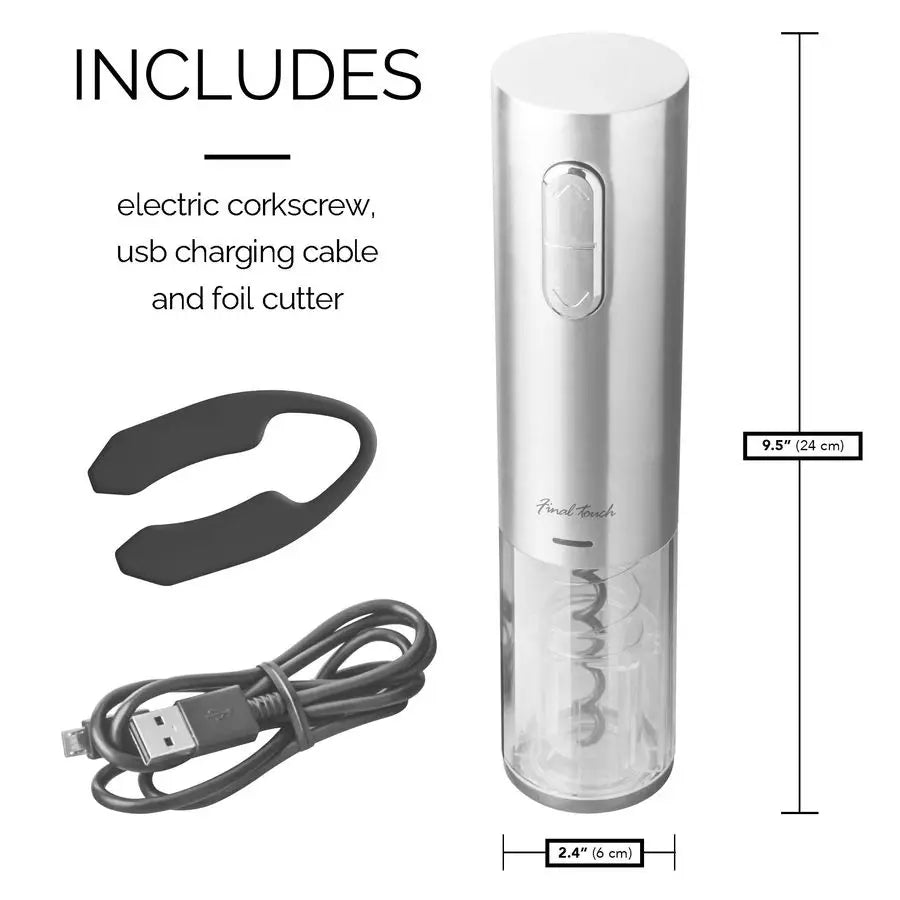 XMSJ Electric Corkscrew Stainless Steel USB Charging LED Lights Opener