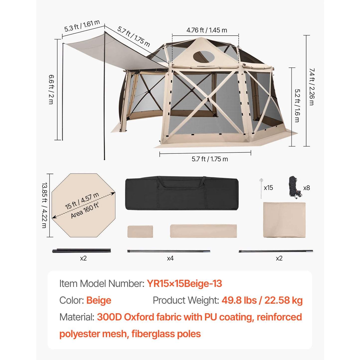 SucceBuy Pop Up Gazebo Screen Tent Easy QuickSet Shelter