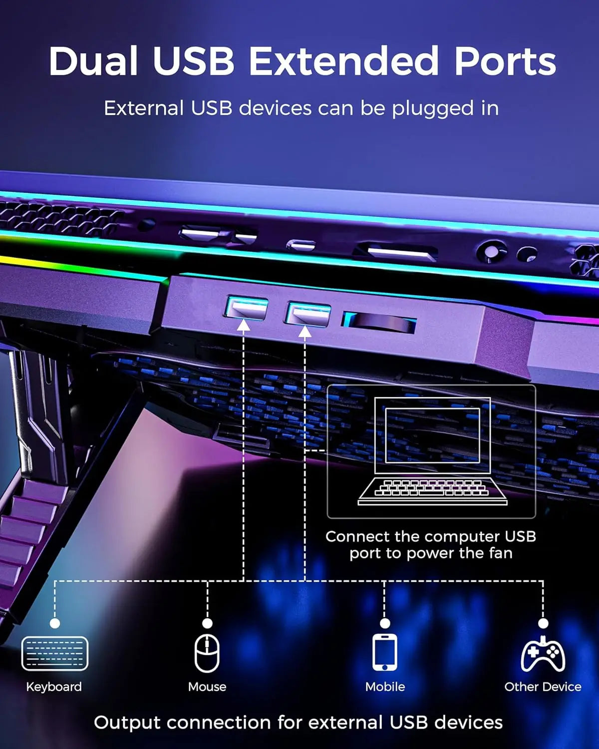 XMSJ Gaming Laptop Cooling Pad With 8 Fans RGB Stand