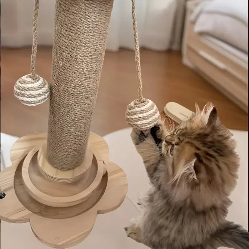 Cat Scratch Board Rotating Platform Wooden Fiber Chew Toy