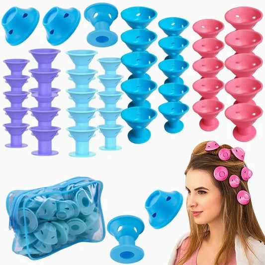Silicone Rubber Hair Curlers Heatless Rollers For DIY Styling