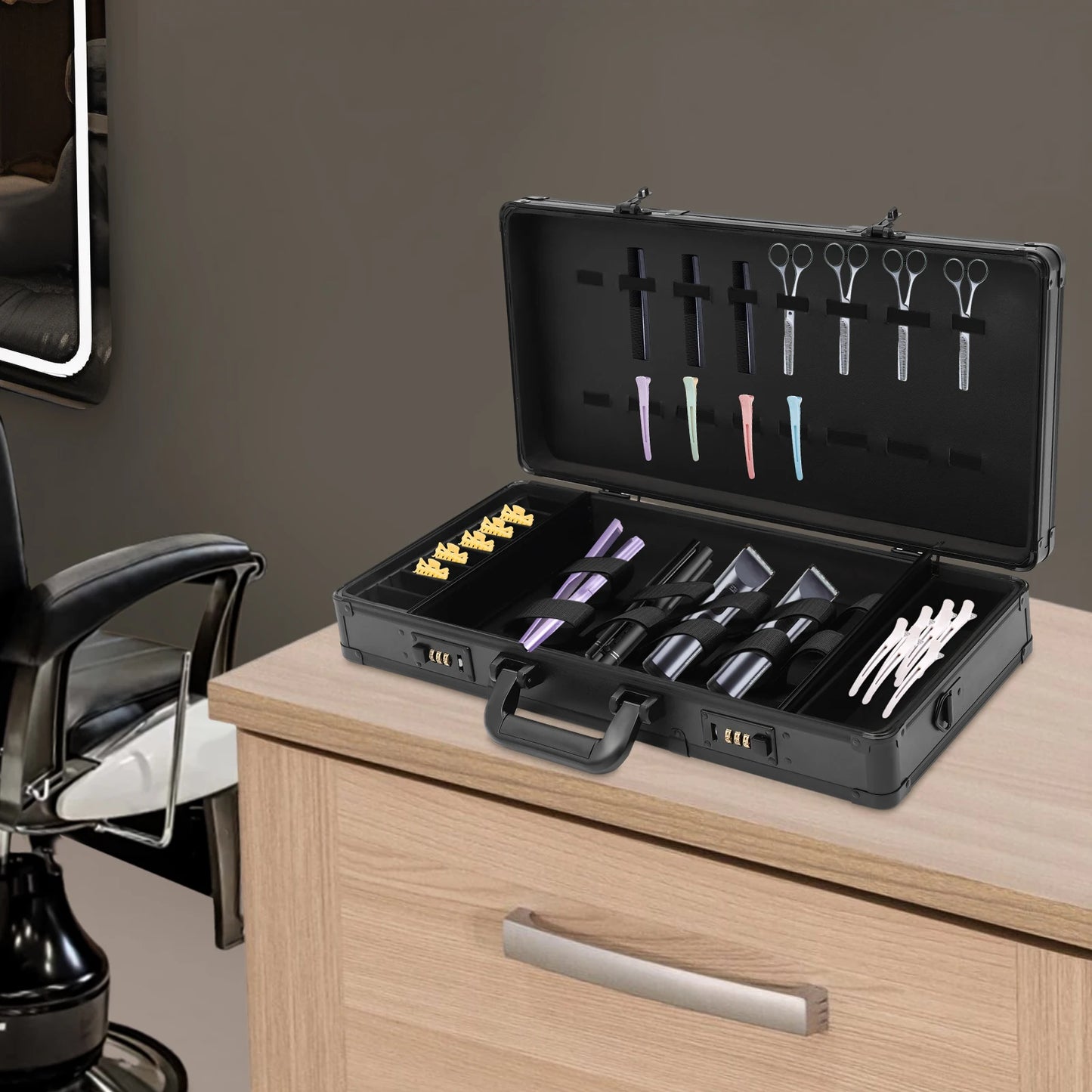 Barber Travel Case With Lock Waterproof Portable Hairdressing Tool Bag