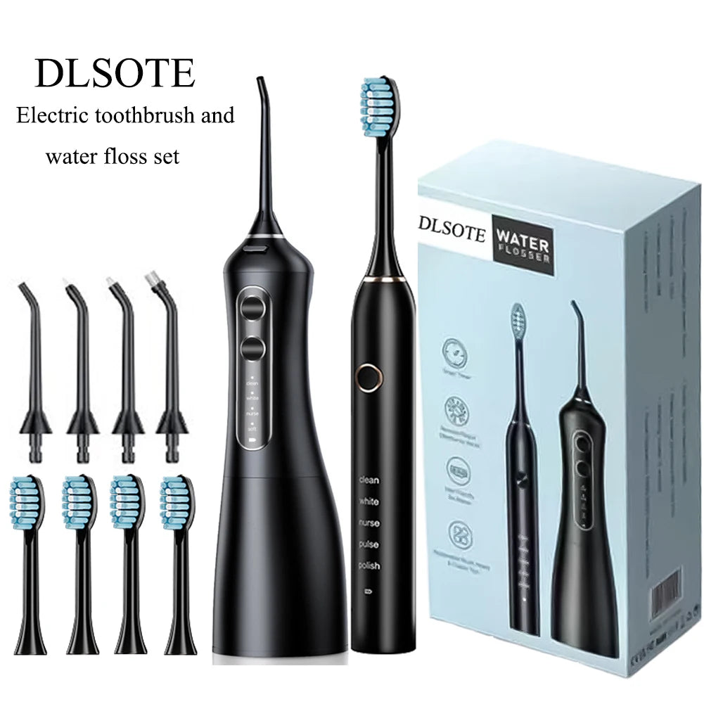 DLSOTE Sonic Oral Irrigator Electric Toothbrush Set Water Flosser