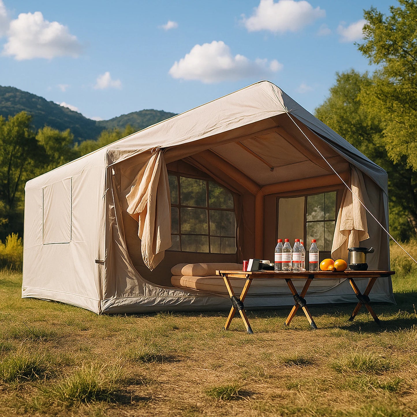 Inflatable Tent With Air Conditioning Vent For 4 Season Glamping