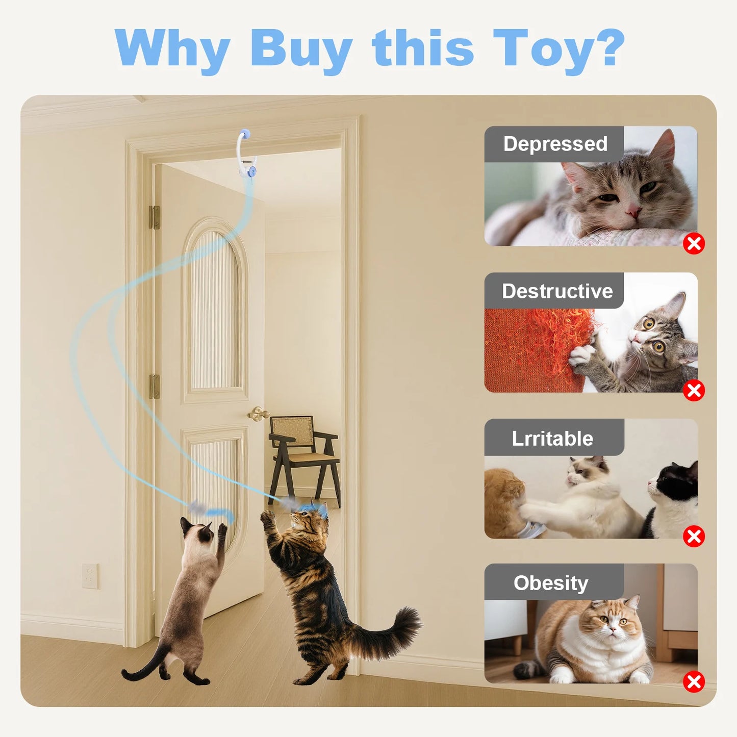 Cityflee Electric Door Hanging Interactive Cat Toy USB Rechargeable