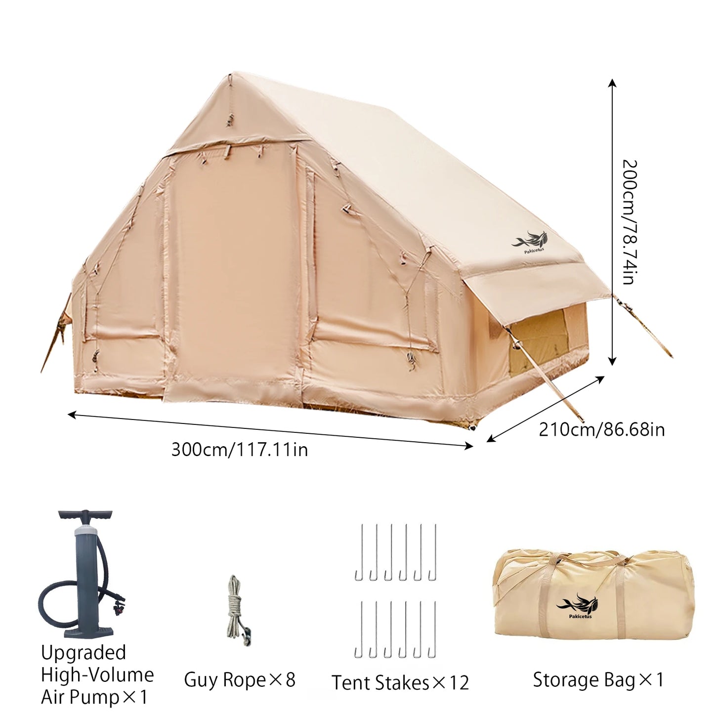 Pakicetus Inflatable Tent With Skylight Quick Setup For Four To Six People