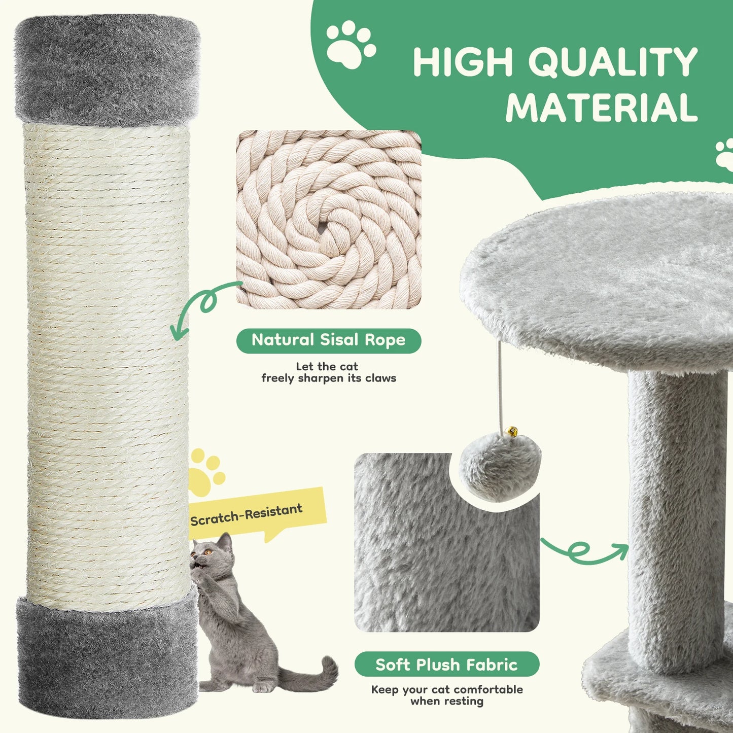 JHK Cat Tree Tower for Multi-Cat Homes and Scratching Posts