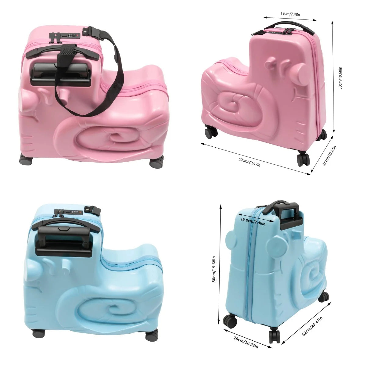 Kids Ride On Luggage With 8 Spinner Wheels Telescopic Handle