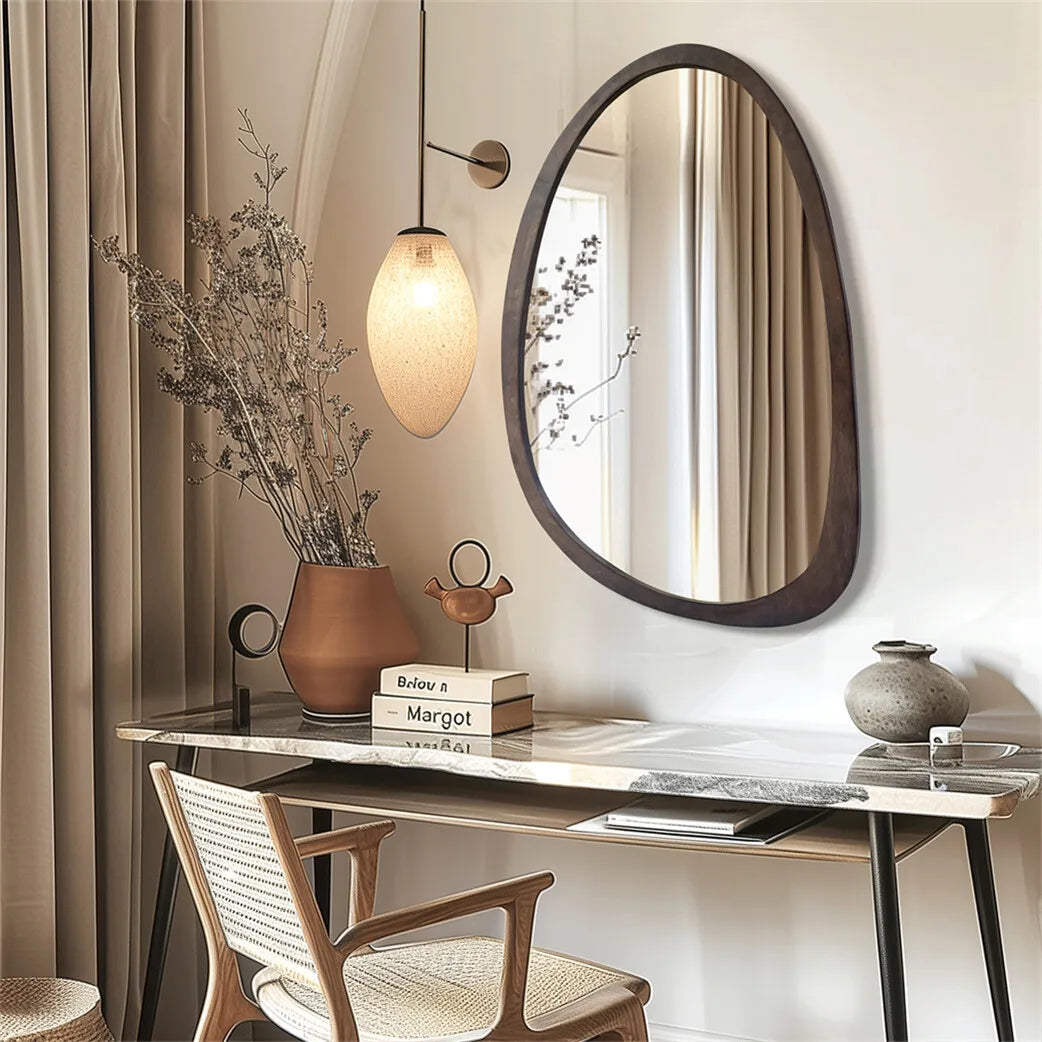 BORWART Wall Mirror With Irregular Industrial Wood Frame