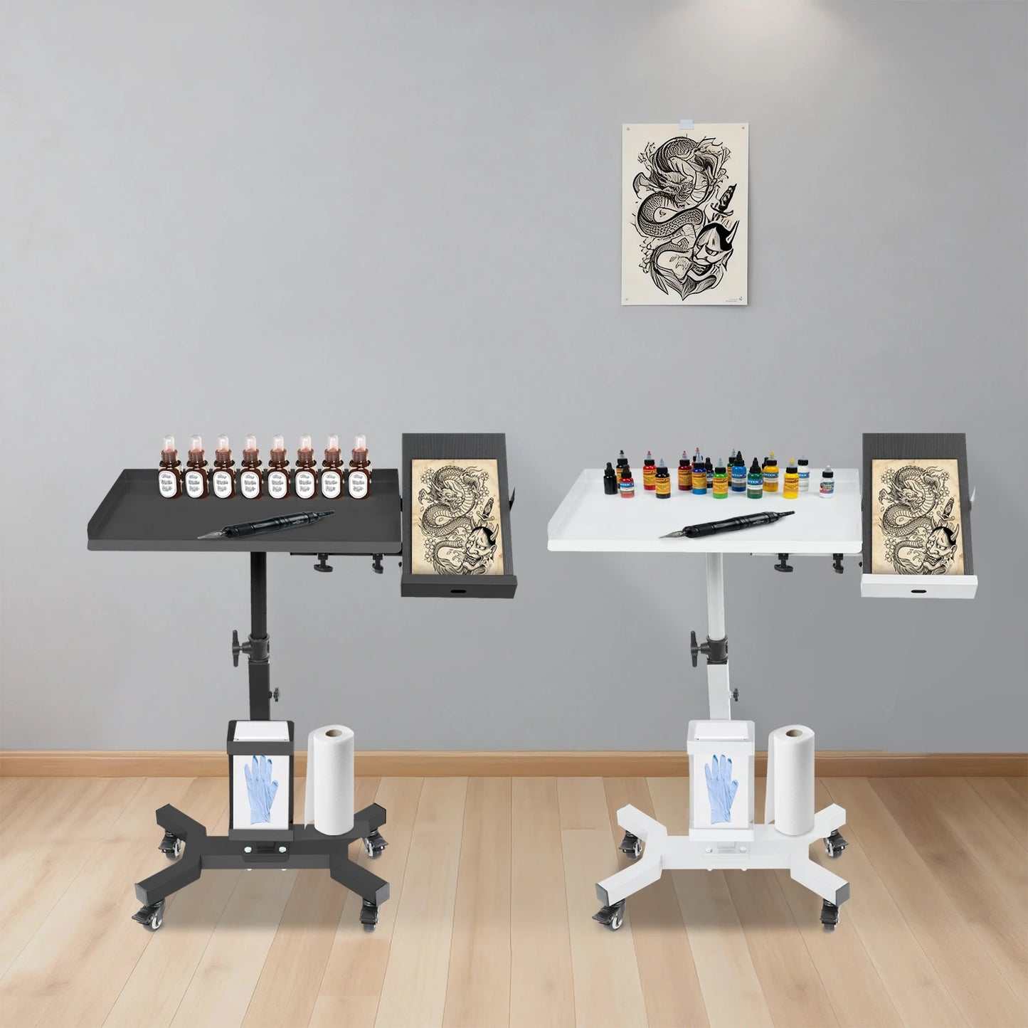Tattoo Tray Cart On Wheels Folding Hand Truck Mobile Workstation