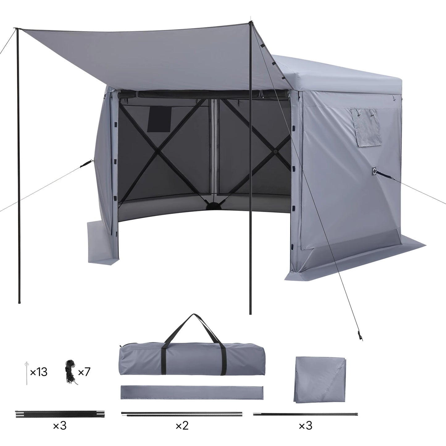 SucceBuy Pop Up Gazebo Screen Tent Easy QuickSet Shelter