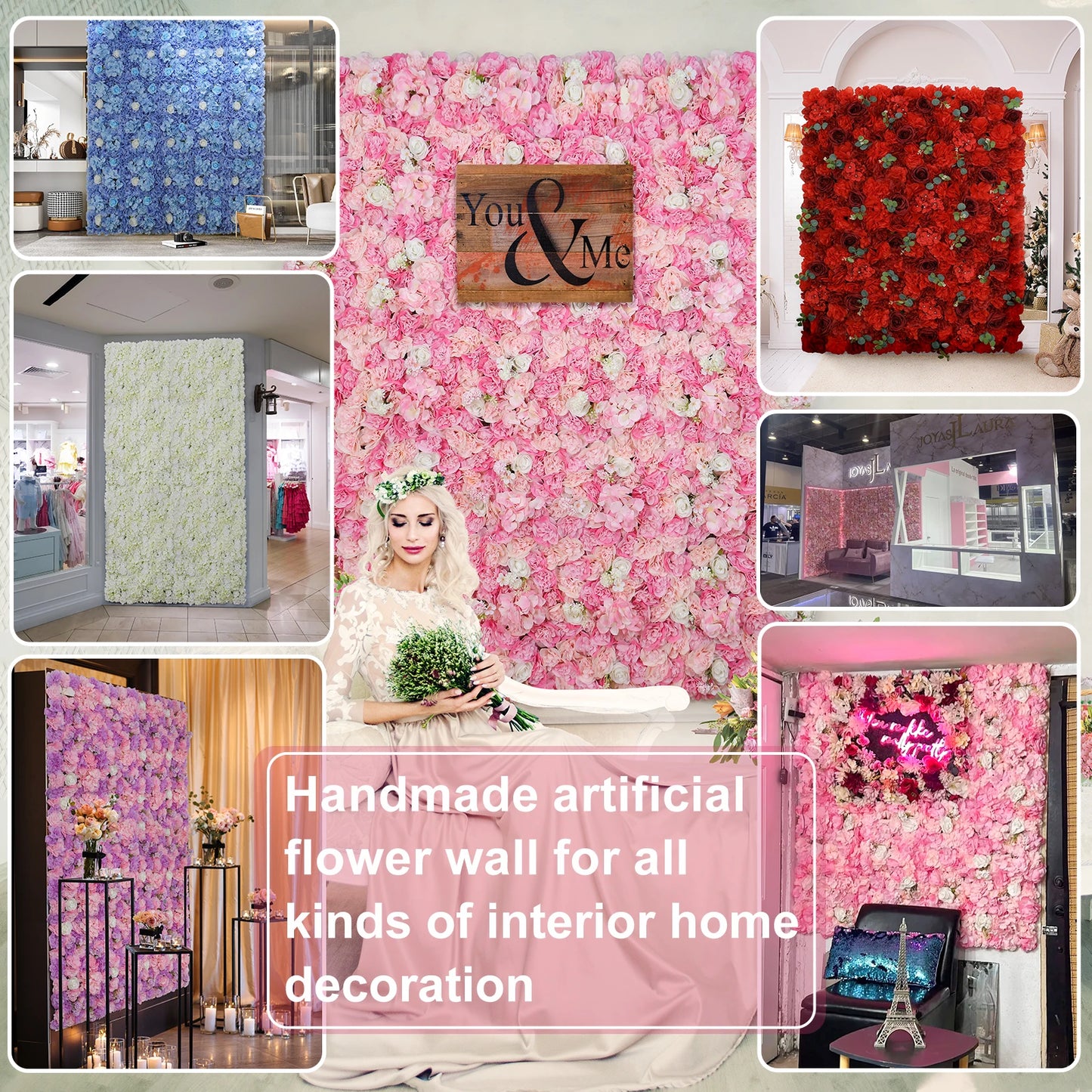 RUEESEECN 12 Pieces Flower Wall Backdrop 3D Rose Panels