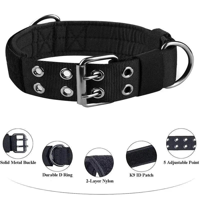 NONECN Nylon Tactical Dog Collar Adjustable Durable