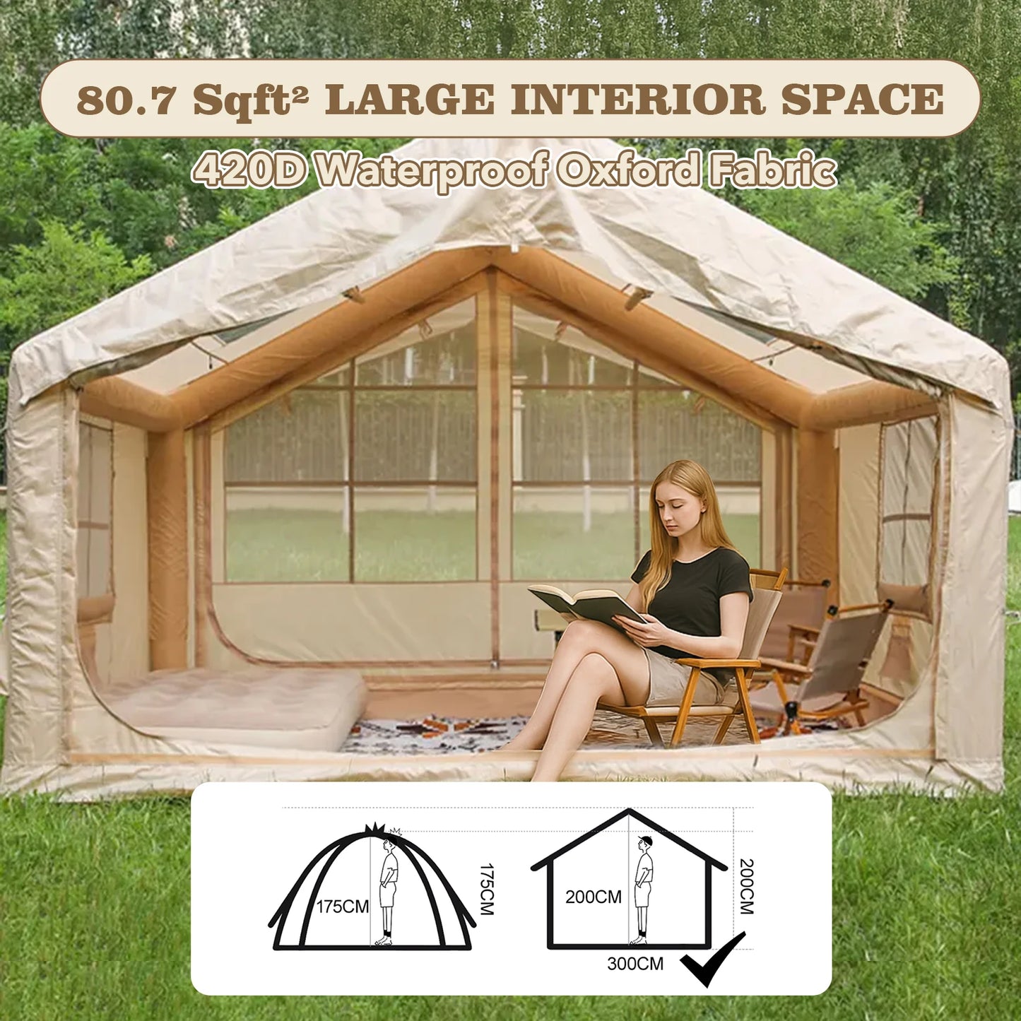 Inflatable Camping Tent With Air Conditioning For 4 Season Glamping
