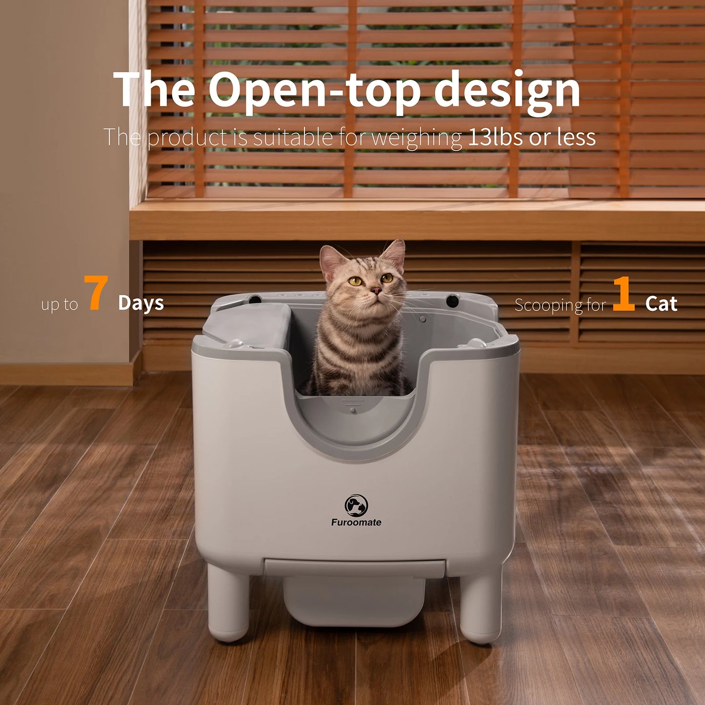 Furoomate F6 Self Cleaning Open Top Automatic Cat Litter Box Odor Control
