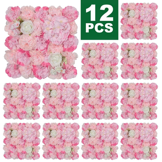 RUEESEECN 12 Pieces Flower Wall Backdrop 3D Rose Panels