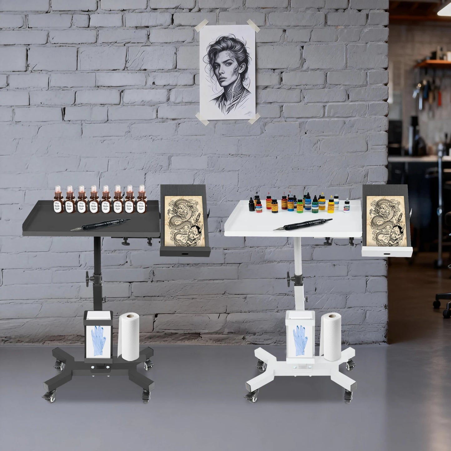 Tattoo Tray Cart On Wheels Folding Hand Truck Mobile Workstation