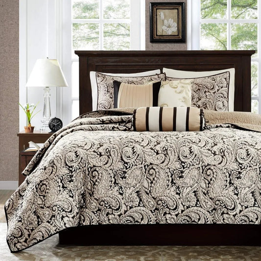 Traditional Damask Cotton All Season Bedspread Set With Matching Shams