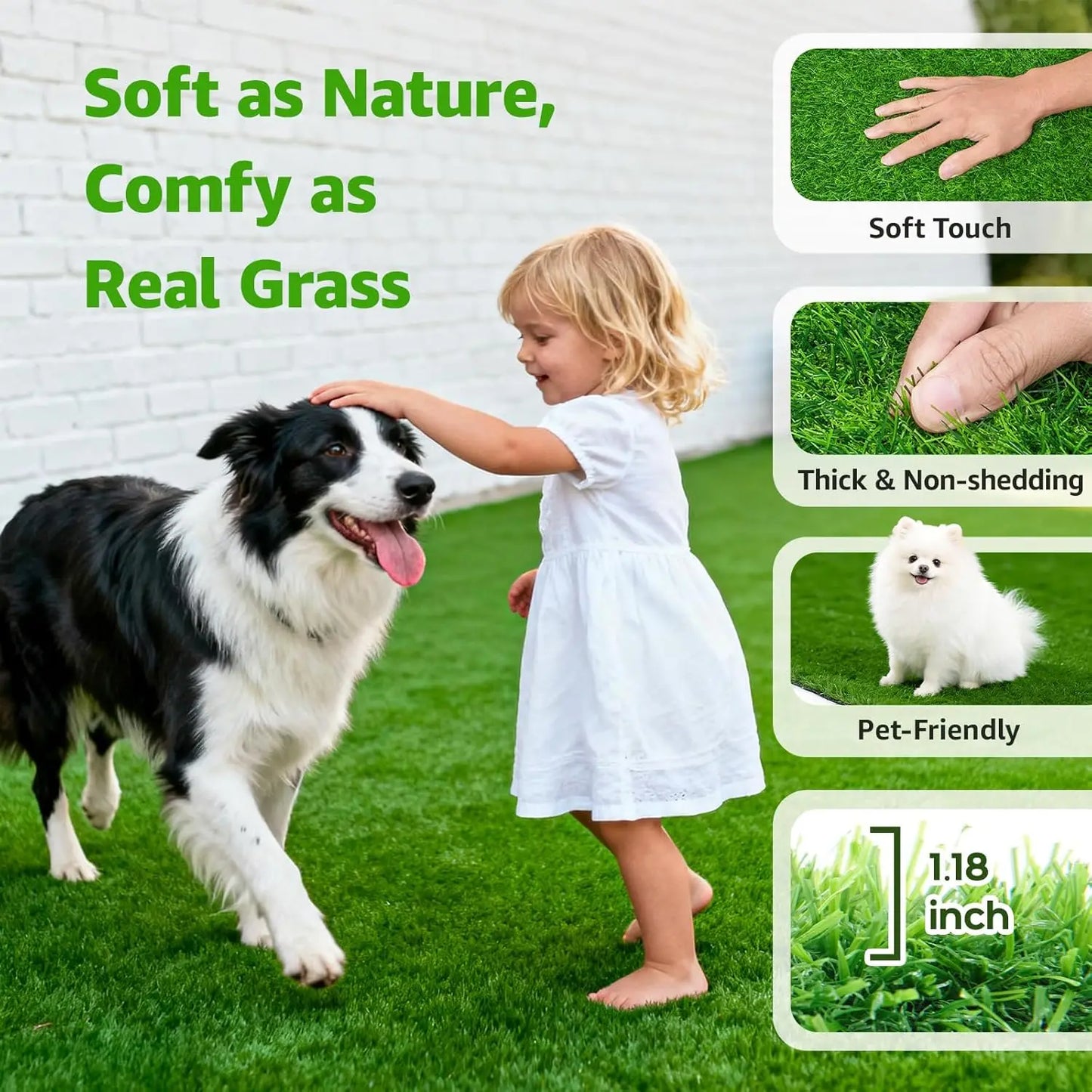 Realistic Artificial Turf Grass Mat With Drainage Holes Indoor Outdoor